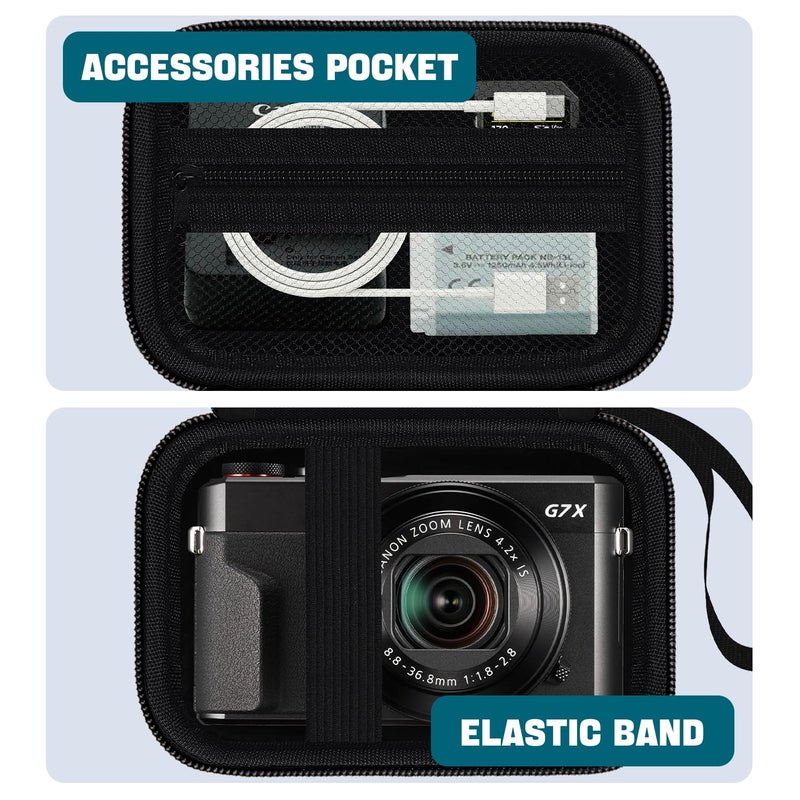 HESPLUS Camera Case for Canon PowerShot G7X Mark III/ G7 X Mark II/ SX740 hs Digital Camera, 4K Vlogging Camera Protective Cover Hard Travel Storage Bag, Mesh Pocket fits Cable, Batteries, Black - Image 5