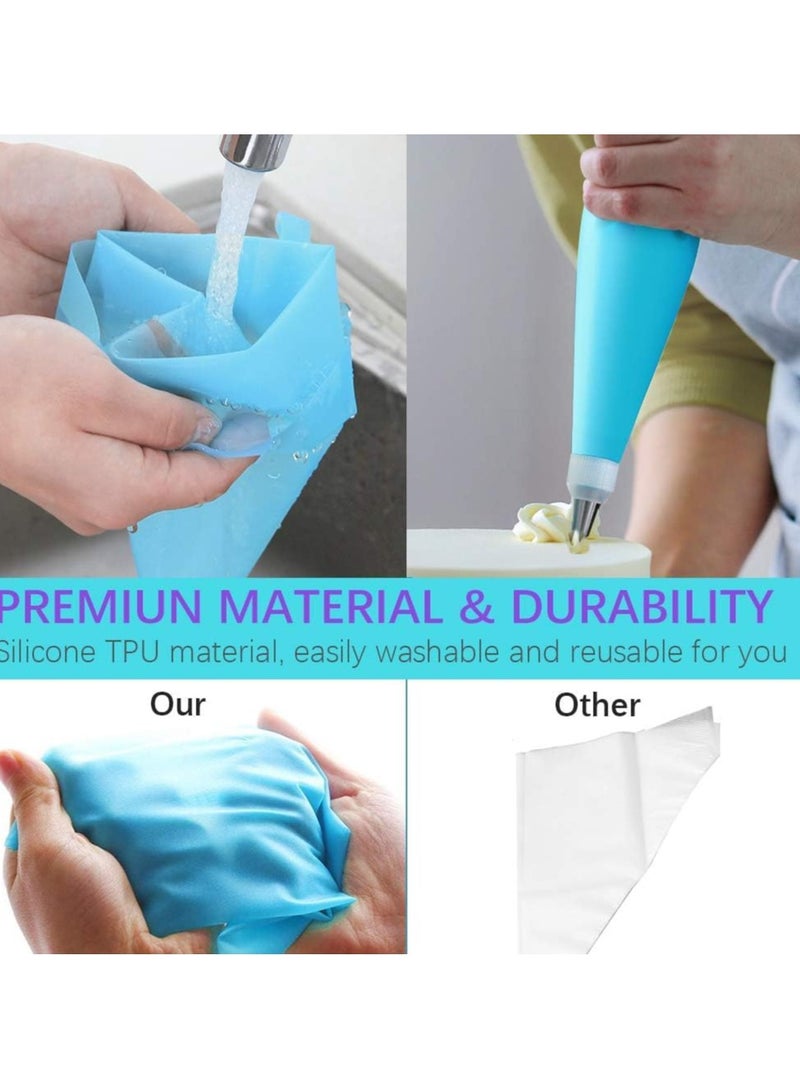 KASTWAVE 25 Pcs Cake Decorating Kits with Piping Bags and Tips - Includes 14 Stainless Steel Baking Nozzles, 2 Reusable Silicone Pastry Bags, 3 Icing Smoothers, 2 Couplers, Ties & Cupcake Molds - Image 5