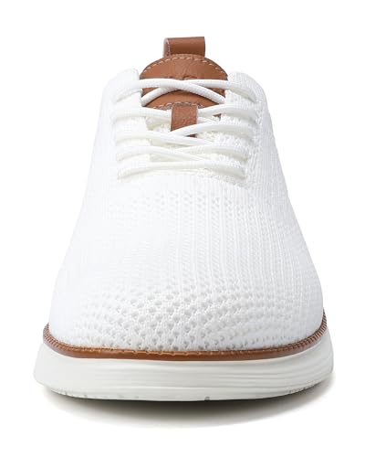 VILOCY Wide Shoes for Mens Casual Dress Sneakers Business Oxfords Mesh Breathable Walking Shoes Tennis Comfortable Wide Width White EU45.5 - Image 4