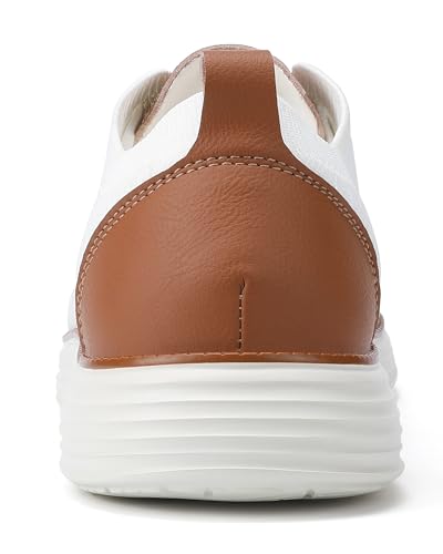 VILOCY Wide Shoes for Mens Casual Dress Sneakers Business Oxfords Mesh Breathable Walking Shoes Tennis Comfortable Wide Width White EU45.5 - Image 5