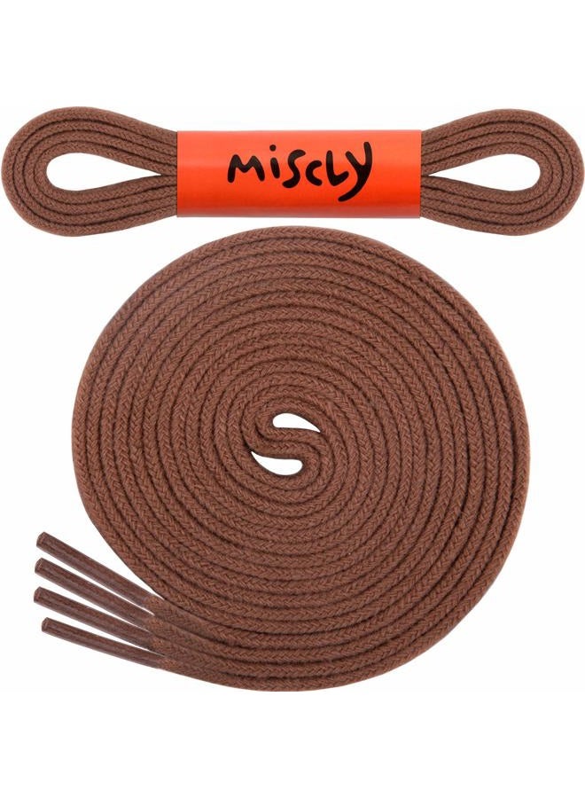 Miscly Flat Dress Shoe laces for Chukka Desert Boot, Dress Shoes and Dress Boots [1 Pair] 3/16” Thin, 100% Cotton, Brown, 27″ (69 CM) - Image 3