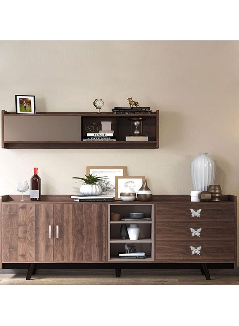 Zikra مقابض فراشة مرصعة بالأحجار الكريمة 4 قطع مقابض زخرفية للأثاث مقابض أبواب بمقبض ثقب واحد لمقابض أدراج الخزائن غرفة المعيشة غرفة النوم خزانة الملابس - Image 5