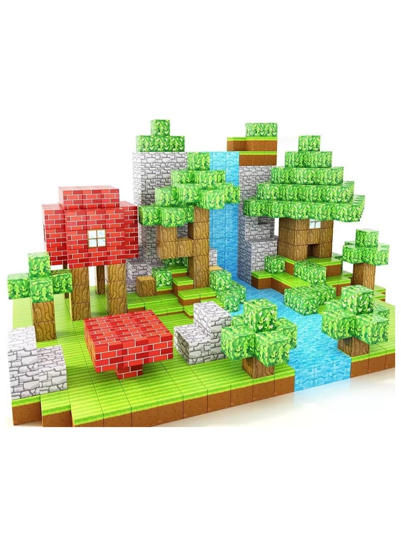 108PCS Magnetic Blocks-Build Mine Magnet World Set for Boys & Girls Age 3-5 6-8, STEM Sensory Toys for Toddlers Gifts for 3+ Years Old Girls Boys,2cm Magnet Cubes Classroom Must Haves Construction Toys  - Image 1