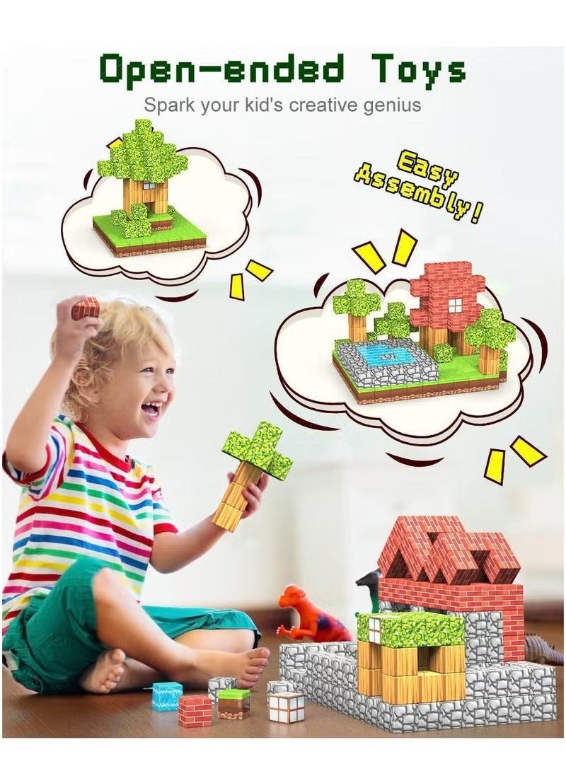 108PCS Magnetic Blocks-Build Mine Magnet World Set for Boys & Girls Age 3-5 6-8, STEM Sensory Toys for Toddlers Gifts for 3+ Years Old Girls Boys,2cm Magnet Cubes Classroom Must Haves Construction Toys  - Image 2