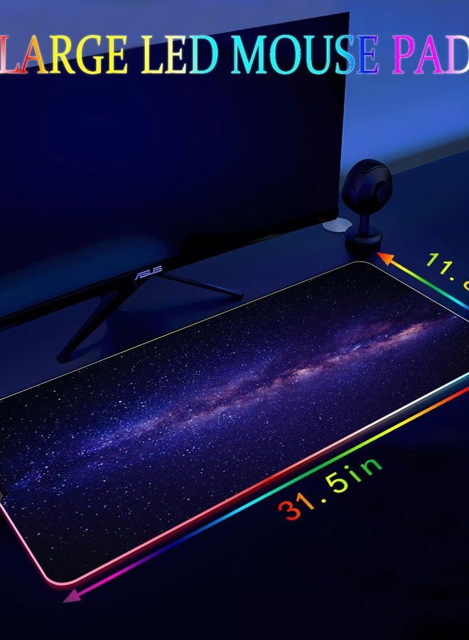 Armanza RGB Gaming Mouse Pad, Large Mousepad with Led Light, Gaming Accessories Keyboard Pad for Desk, Non-Slip Rubber Base Big Mouse Mat for Gamer, 31.5 X 11.8 Inch, Black Gold Mountain - Image 4
