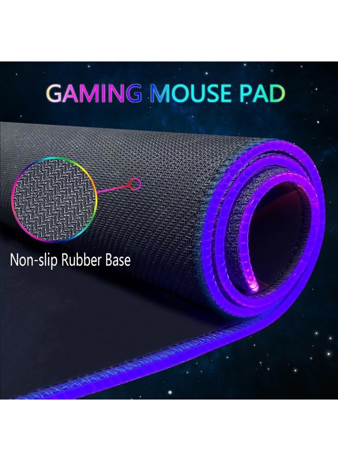 Armanza RGB Gaming Mouse Pad, Large Mousepad with Led Light, Gaming Accessories Keyboard Pad for Desk, Non-Slip Rubber Base Big Mouse Mat for Gamer, 31.5 X 11.8 Inch, Black Gold Mountain - Image 5