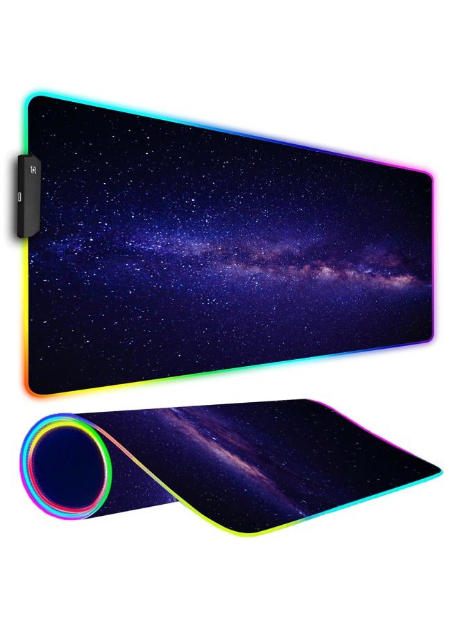 Armanza RGB Gaming Mouse Pad, Large Mousepad with Led Light, Gaming Accessories Keyboard Pad for Desk, Non-Slip Rubber Base Big Mouse Mat for Gamer, 31.5 X 11.8 Inch, Black Gold Mountain - Image 1