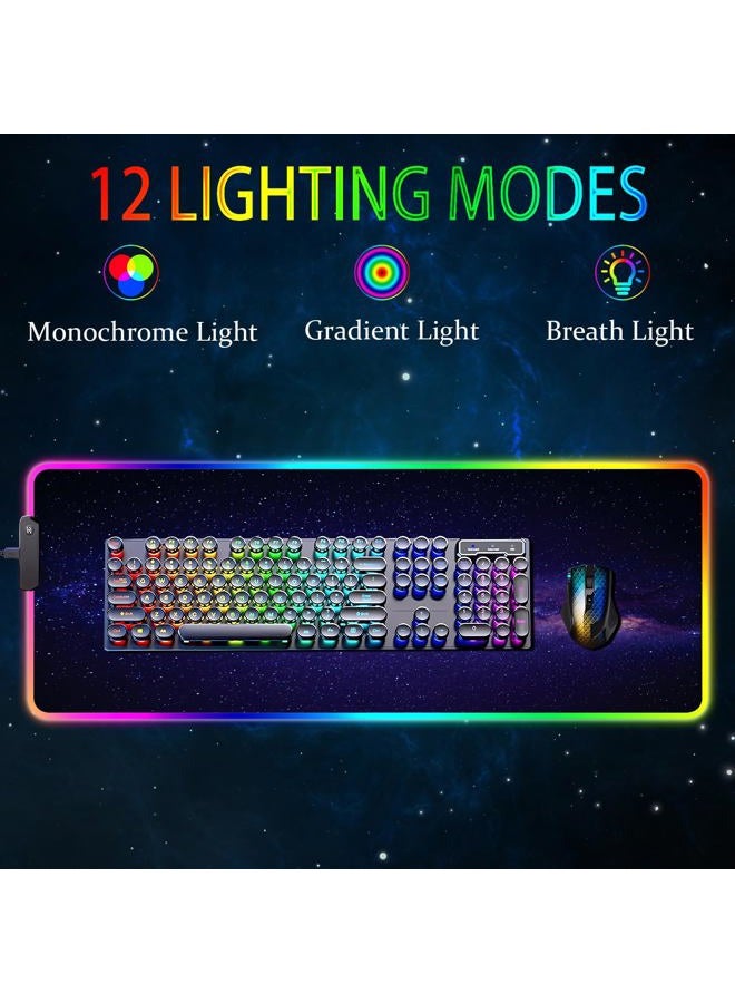 Armanza RGB Gaming Mouse Pad, Large Mousepad with Led Light, Gaming Accessories Keyboard Pad for Desk, Non-Slip Rubber Base Big Mouse Mat for Gamer, 31.5 X 11.8 Inch, Black Gold Mountain - Image 2