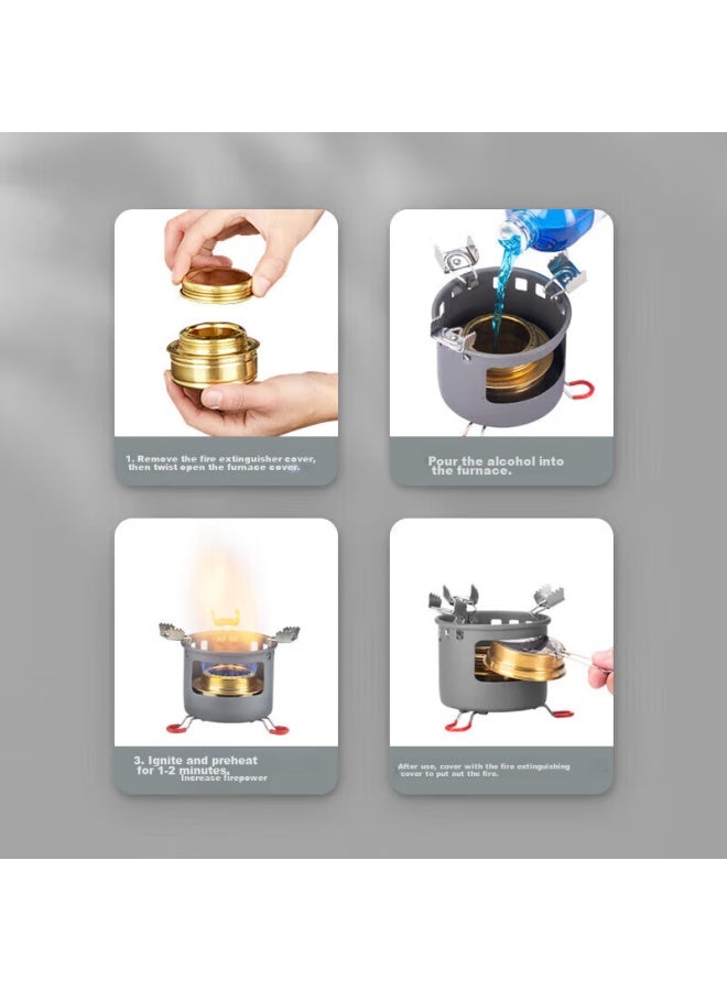 ALOCS Ailuke Outdoor Camping Stove, Portable Alcohol Stove, Solid And Liquid Fuel Burner, For Self-driving Tours, Picnics, And Outdoor Cooking - Image 5