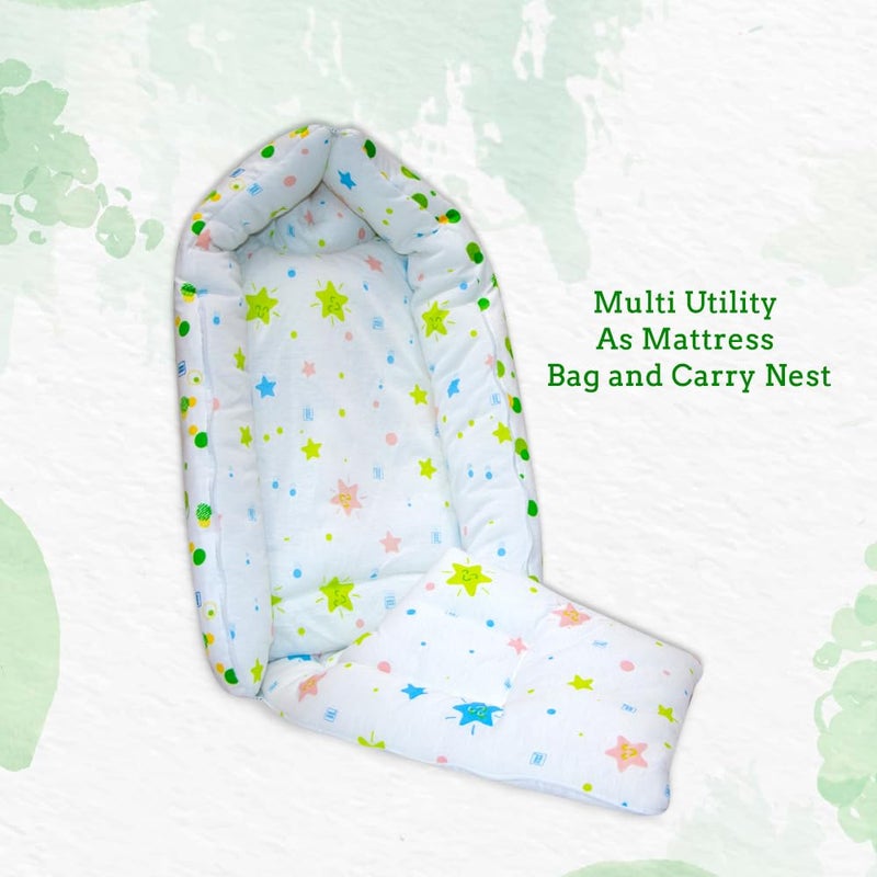 mee mee Mee Mee 3 in 1 Baby Bed, Sleeping Bag & Carry Nest, Animal Print, Shearing Finish & Cotton Soft from Inside, Machine Washable & Portable Bassinet, 0M+, Green - Image 4