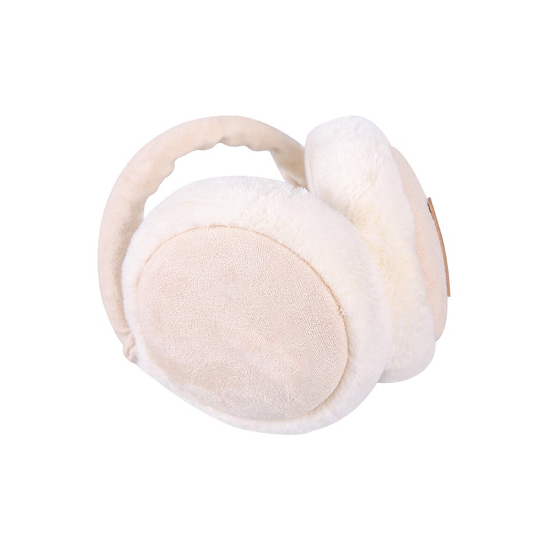 2pcs Folding Earmuffs for Men and Women Fall Winter Warm Burger Plush Earmuffs Ear Warmer Children's Ear Decor (Beige White) - Image 1