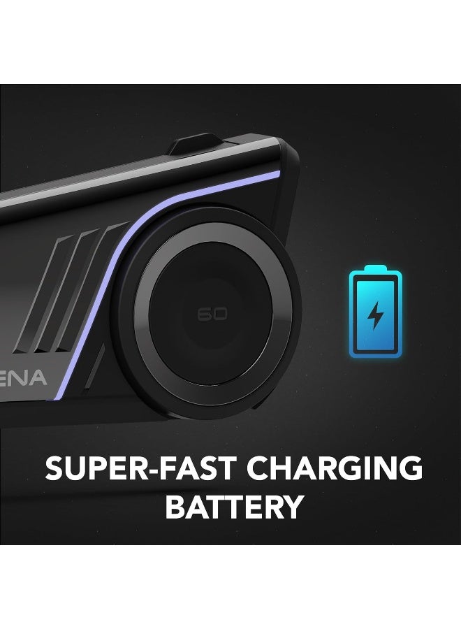 Sena 60S Motorcycle Communication Bluetooth Headset with Wave, Mesh and Bluetooth Intercom System, Harman Kardon 2nd Generation Sound Twin Pack - Image 3