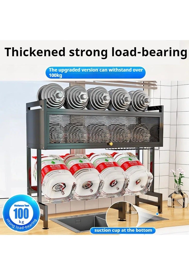 The Sink Dish Drainer Drying Rack,2 Tier Dish Drying Rack for Kitchen Counter, Large Dish Drying Rack with Flip Door, Over Sink Dish Drying Rack for Family Use,Dust-Proof,75cm - Image 5