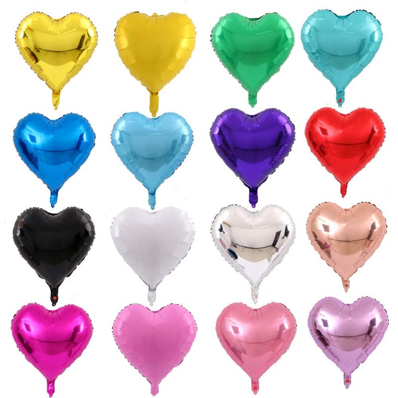 AnnoDeel 50 pcs 10 Inch Heart Foil Balloons Multicolored Heart Mylar Balloons Mixed Color for Wedding Birthday Baby Shower Party Decoration - Image 3