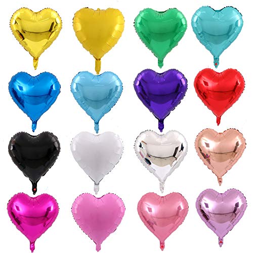 AnnoDeel 50 pcs 10 Inch Heart Foil Balloons Multicolored Heart Mylar Balloons Mixed Color for Wedding Birthday Baby Shower Party Decoration - Image 1