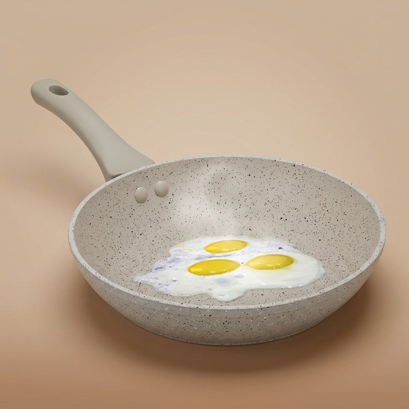 Rocky granite frying pan, 24 cm - cream - Image 1