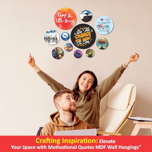 Twinster Wooden Wall Hanging for Home Decor, Living Room, Bedroom, Office, Motivational Art Patterns, Wall Decor, Pack of 11 (Motivational quotes 1) - Image 3