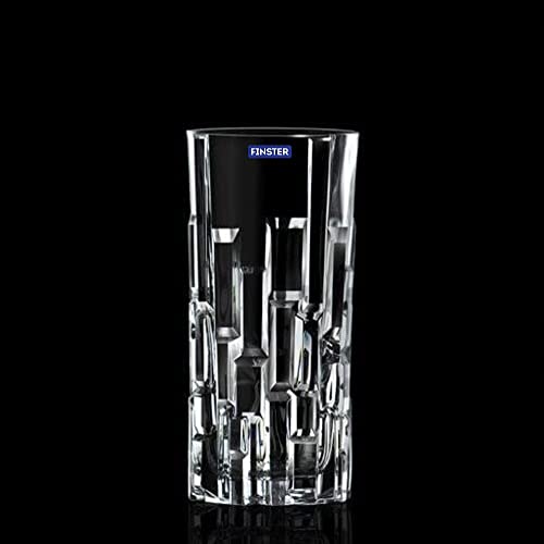 FINSTER Glass Premium Juice Water Glasses Set of 12-300ml, Transparent (Long Crystal 3D Brick Design Milkshake Glass Set Cocktail Mocktail Tumbler) - Image 3