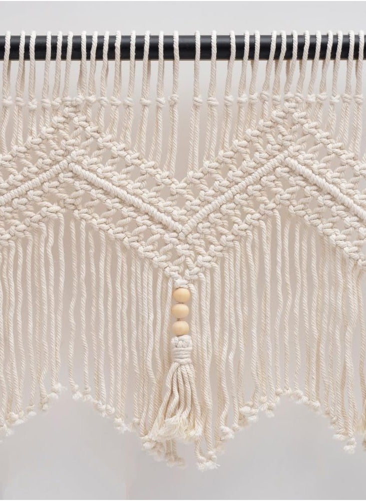 Generic Boho Macrame Valance Curtains for Windows, Textured Cotton Kitchen Decor, Stylish Wall Hanging for Bedroom and Living Room, 1 Panel 52 W x 21 L  - Image 5