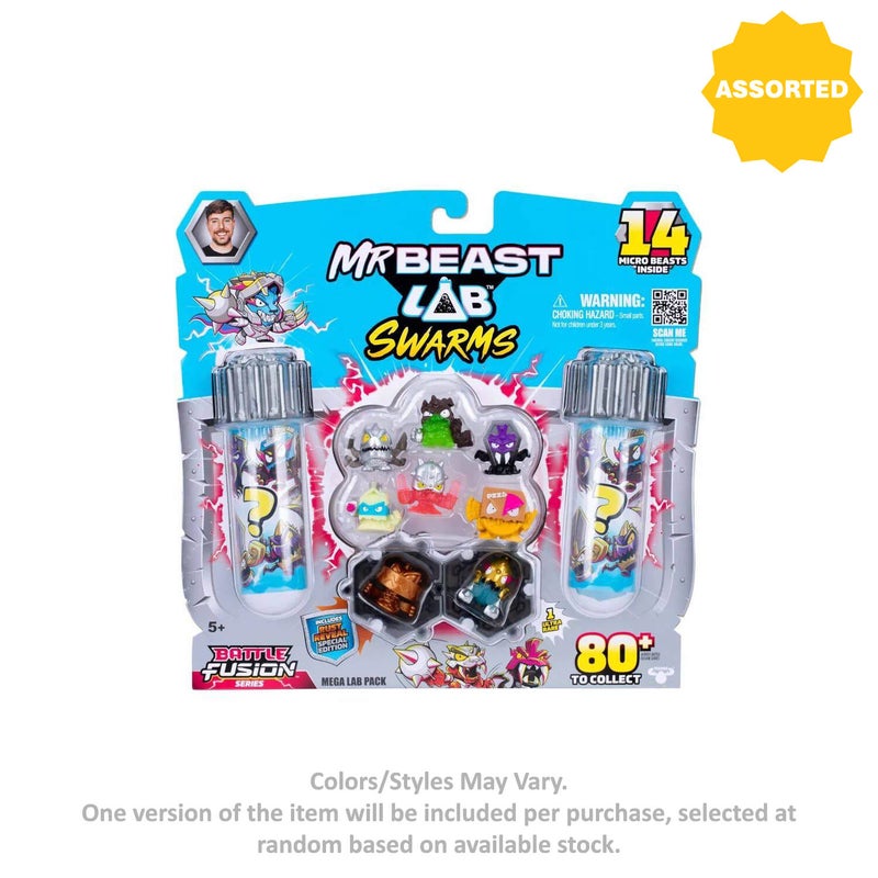 MrBeast Lab مجموعة مختبر مستر بيست سوارم باتل فيوجن سيريز دب فينوس 14 وحوش ميكرو حزمة مختبر ميغا (2.5 سم، متنوعة) - Image 1