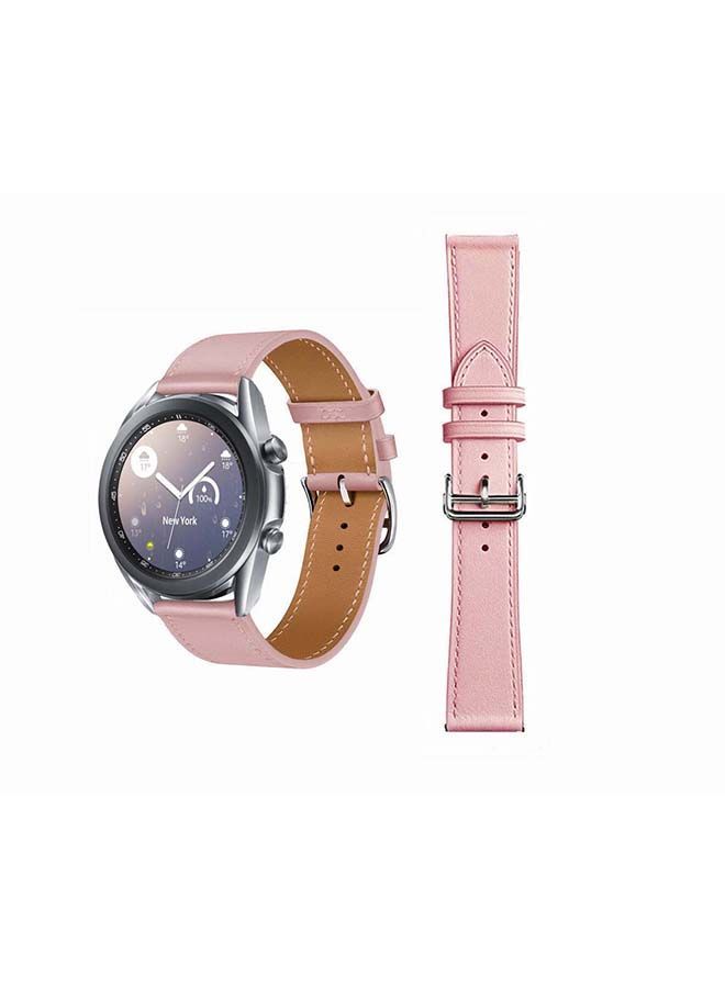 NIBEMINENT Supreme Genuine Leather Replacement Band For Samsung Galaxy Watch3 41mm Pink - Image 1