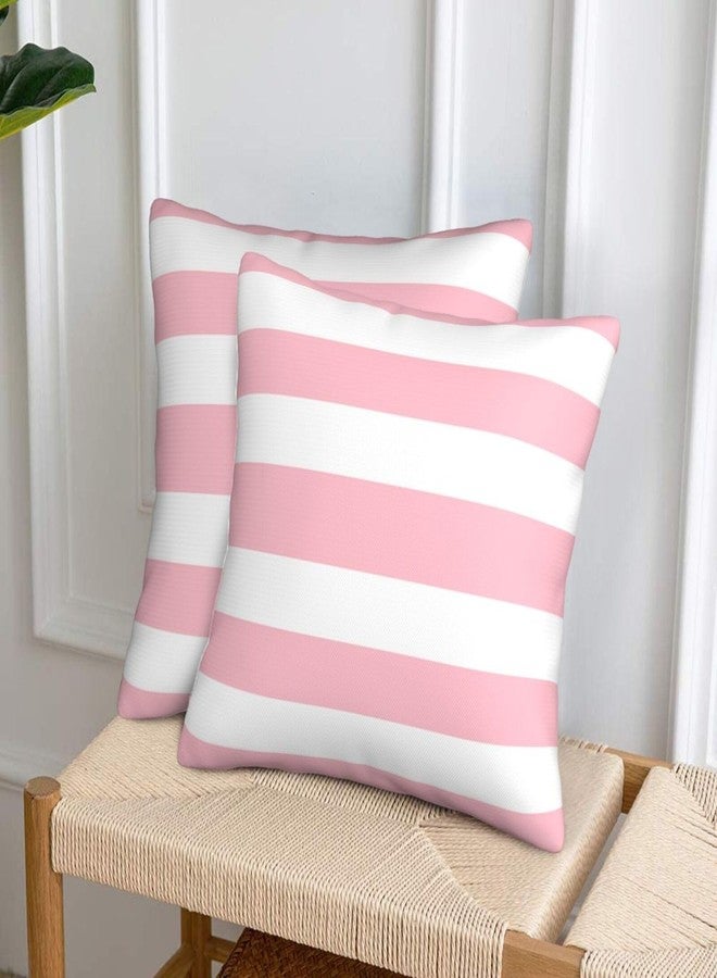 Poream Pink and White Stripes Farmhouse Throw Pillow Covers 18x18 Inch Pillow Case Soft Cushion Pillow Covers Set of 2 for Sofa Bedroom Chair Living Room Home Decorative - Image 3