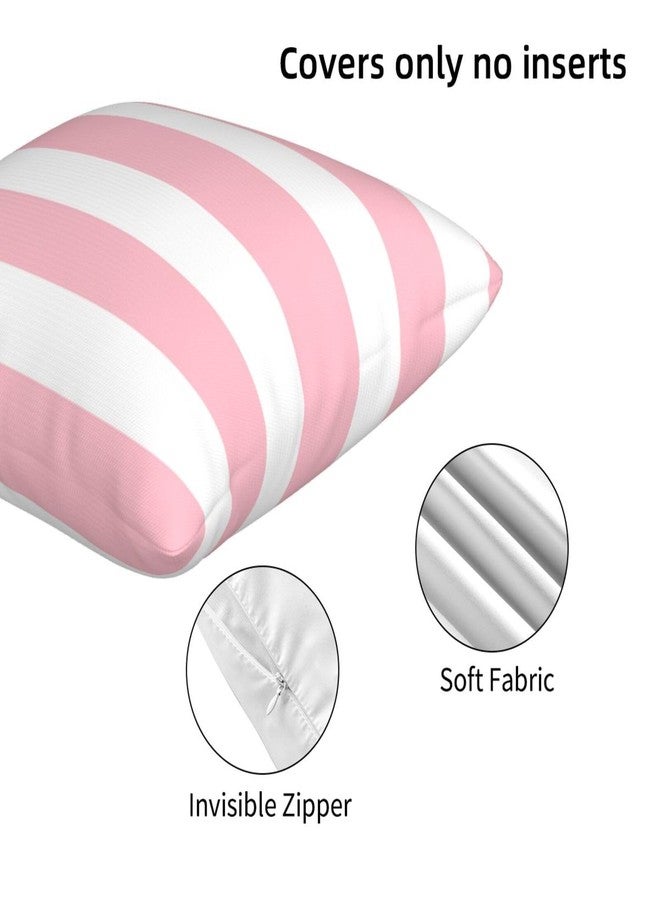 Poream Pink and White Stripes Farmhouse Throw Pillow Covers 18x18 Inch Pillow Case Soft Cushion Pillow Covers Set of 2 for Sofa Bedroom Chair Living Room Home Decorative - Image 5