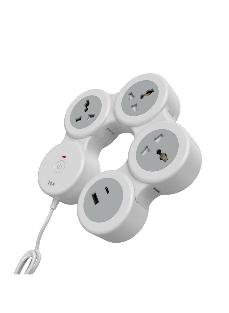 GM 4+1 G-Hoop Spike Guard with C & A Type USB-Master Switch,Indicator, Safety Shutter, 1.8 Mtr Wire with Overload Protection 3 International sockets & 2 USB Port 1 C Type 1 A Type 3.1A…  - Image 2