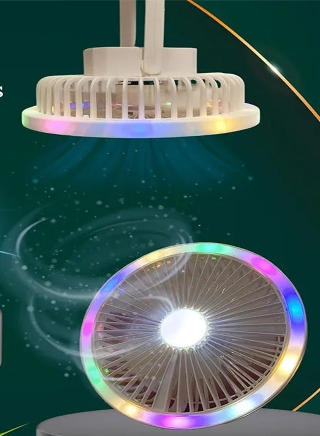 مروحة USB هادئة  مخصصة للتخييم بثلاثة أوضاع هواء مع تغيير تدريجي للإضاءة صغيرة مناسبة والمنزل والمكتب - Image 3