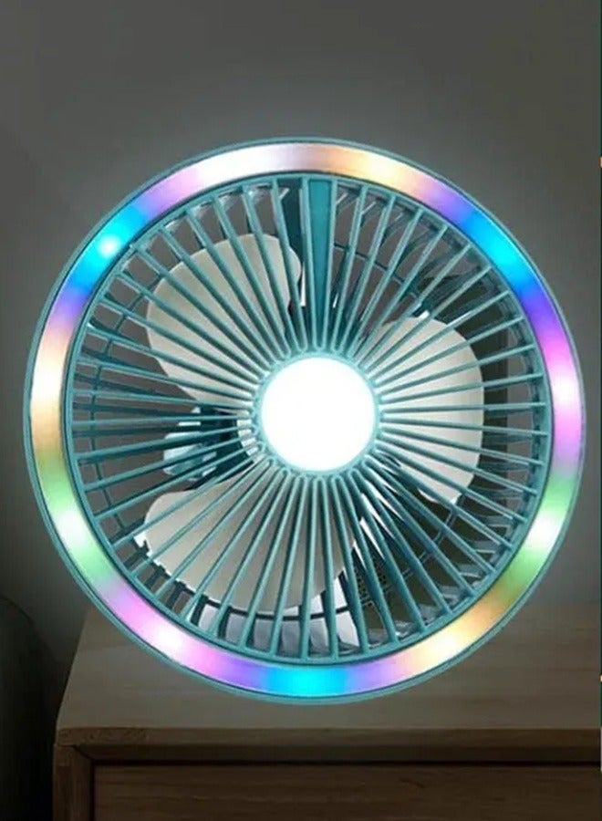 مروحة USB هادئة  مخصصة للتخييم بثلاثة أوضاع هواء مع تغيير تدريجي للإضاءة صغيرة مناسبة والمنزل والمكتب - Image 2