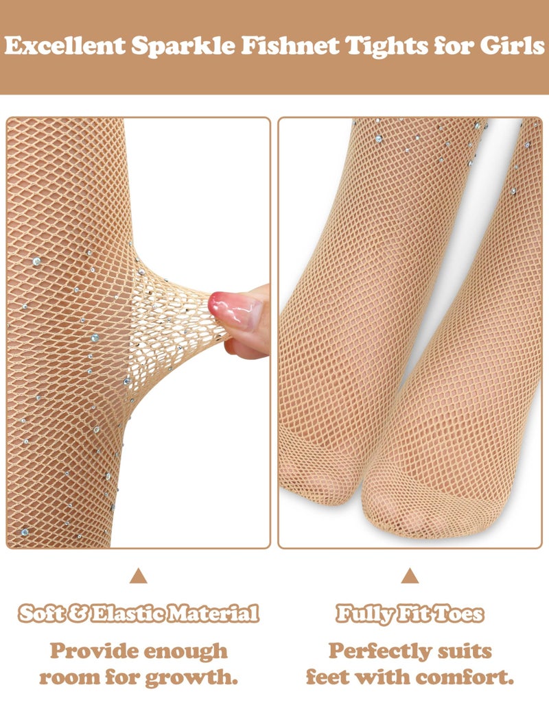 Sarfel Kids Fishnet Stockings Sparkle Tights Glitter Tights for Girls 4T - Image 2