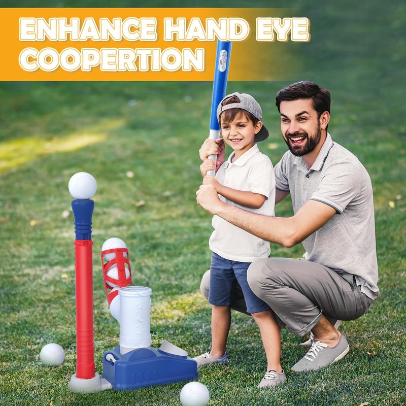 EagleStone Baseball Tee，T-Ball Set for Kids Ages 3-5, Toddler Baseball Set with Step-On Pitching Machine, Adjustable Batting Tee, Bat and 6 Balls - Perfect Outdoor Christmas Toys Gift for Boys - Image 5