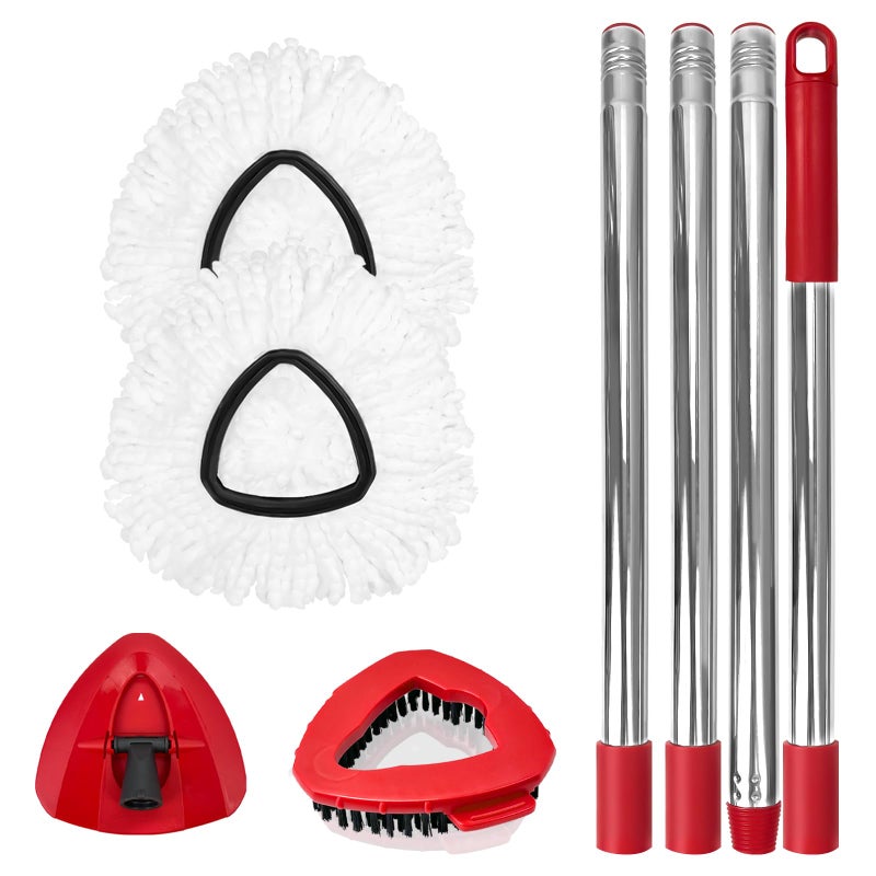 Nuorest Spin Mop Replacement Set for O-Ceda EasyWring 1-Tank System, Includes 2 Mop Head Replacement, 1 Mop Handle (30-58in Adjustable 4-Section Pole), 1 Scrubber Head, 1 Spin Base - Image 1