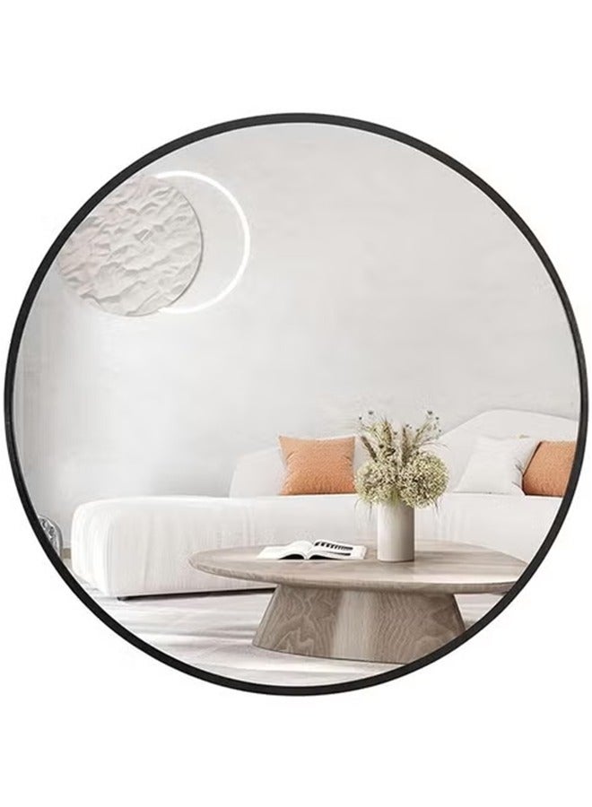 YelaJoy 40cm Round Mirror,Glass Wall Mirror with Metal Frame for Bathroom/Dressing Table/Bedroom/Hallway(Black) - Image 1