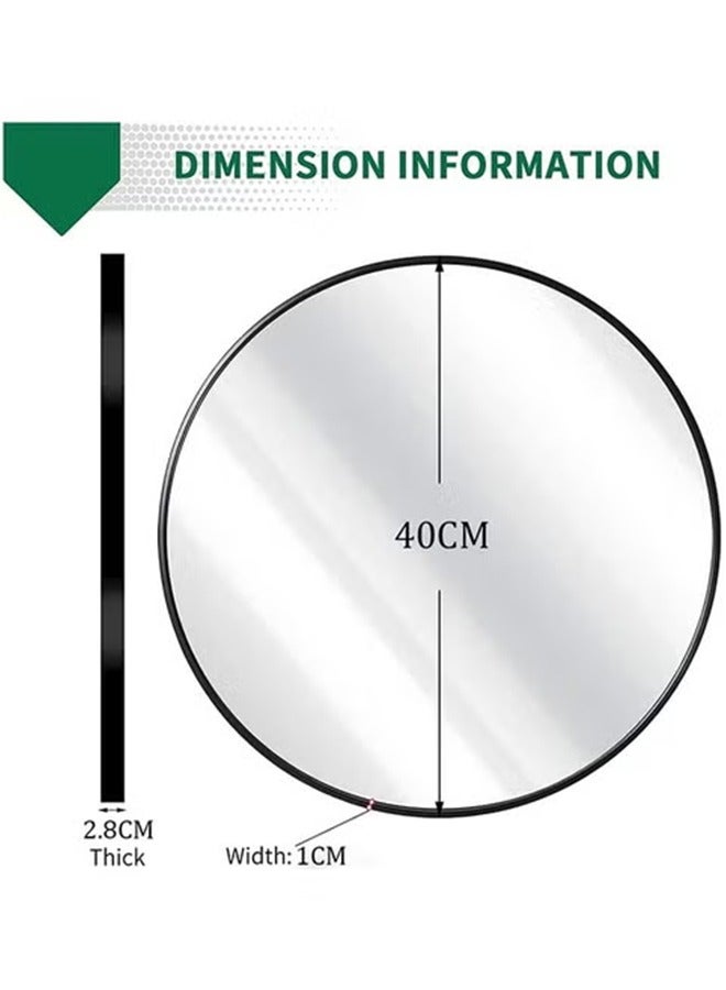 YelaJoy 40cm Round Mirror,Glass Wall Mirror with Metal Frame for Bathroom/Dressing Table/Bedroom/Hallway(Black) - Image 2