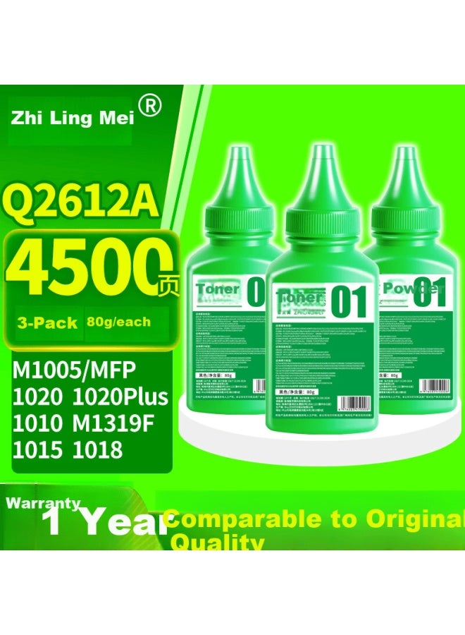 Zhilinmei Compatible Hp M1005mfp Toner Cartridge 1020 Plus 12a Toner 1010 Drum Powder M1319f 1018 Ink Cartridge Q2612a Refillable Laserjet All-in-one Printer Toner - Image 1