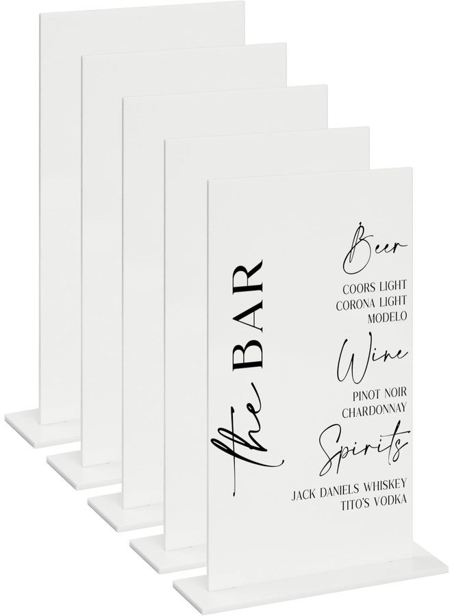 JINMURY 8x10 Inch White Acrylic Sign with Stand | 5 Pack Blank Acrylic Table Signs and Base for DIY Wedding Table Numbers, Wedding Signage, Events& Parties (White, 8x10 Inch) - Image 1