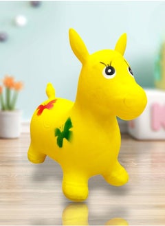 Generic An inflatable bouncy horse toy for children to ride in the shape of a horse - yellow 