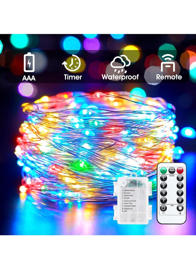 Chocisong 100 LEDs Waterproof Fairy Lights, 10 Meters Outdoor String Lights, Battery Operated 8 Modes Remote Control, for Brithday, Wedding, Party, Christmas, Bedroom, Home Decoration ( Mutlicolor)  - Image 2