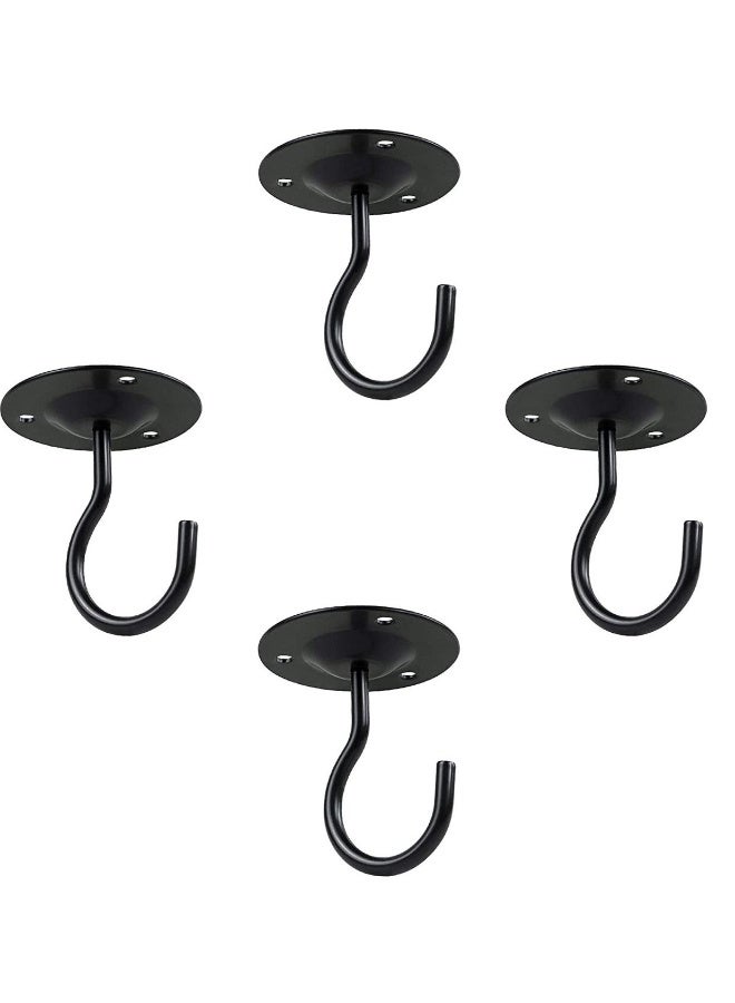 Ceiling Hooks,Premium Heavy Duty Metal Hangers, Wall Mount Hangers for Hanging Bird Feeders, Planters, Lanterns, Artworks, String Lights, Wind Chimes, Baskets, 4PCS Black  - Image 1