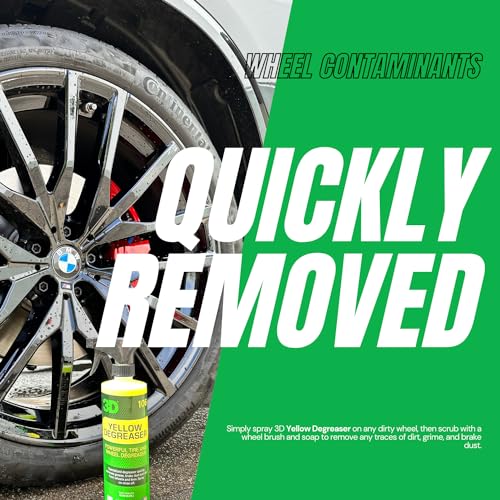 3D Yellow Degreaser – Non-Acid Wheel & Tire Cleaner Spray for Brake Dust, Grime & Tire Dressings – Safe for All Wheels & Whitewalls - 16 oz - Image 4
