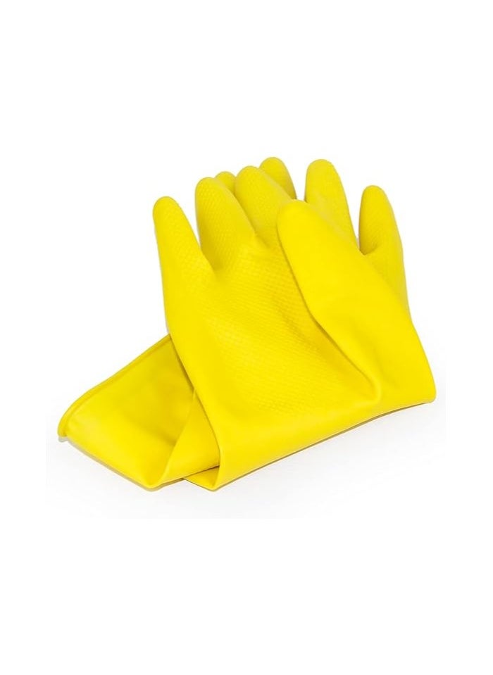 Vitacelli Household Latex Glove, Gloves, Rubber Dishwashing Extra Thickness, Long Sleeves, Kitchen Cleaning, Working, Painting, Gardening, Pet Care, Large YELLOW  - Image 2