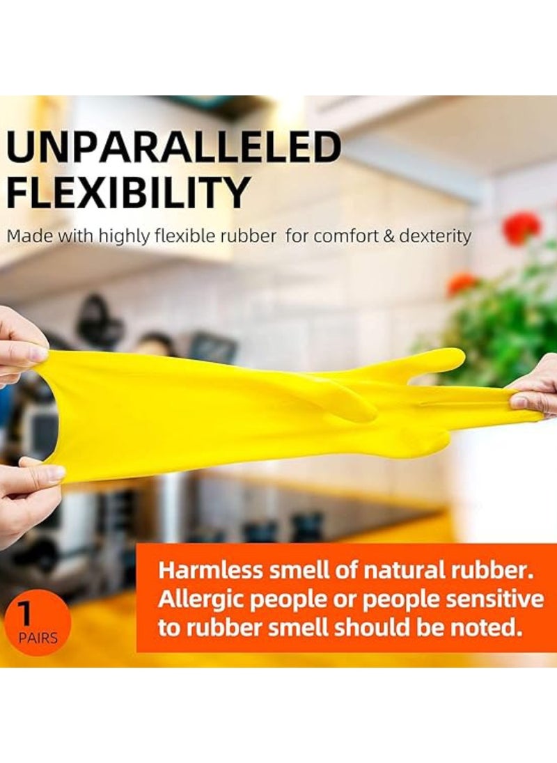 Vitacelli Household Latex Glove, Gloves, Rubber Dishwashing Extra Thickness, Long Sleeves, Kitchen Cleaning, Working, Painting, Gardening, Pet Care, Large YELLOW  - Image 5