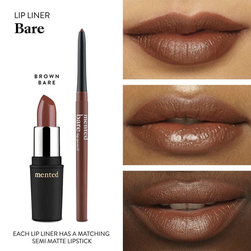 Mented Cosmetics Lip Liner for Women, Dark Brown Lipliner Lip Pencil, Waterproof Lipliner, Vegan + Cruelty Free Makeup, Bare - Image 3