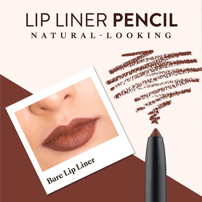 Mented Cosmetics Lip Liner for Women, Dark Brown Lipliner Lip Pencil, Waterproof Lipliner, Vegan + Cruelty Free Makeup, Bare - Image 4