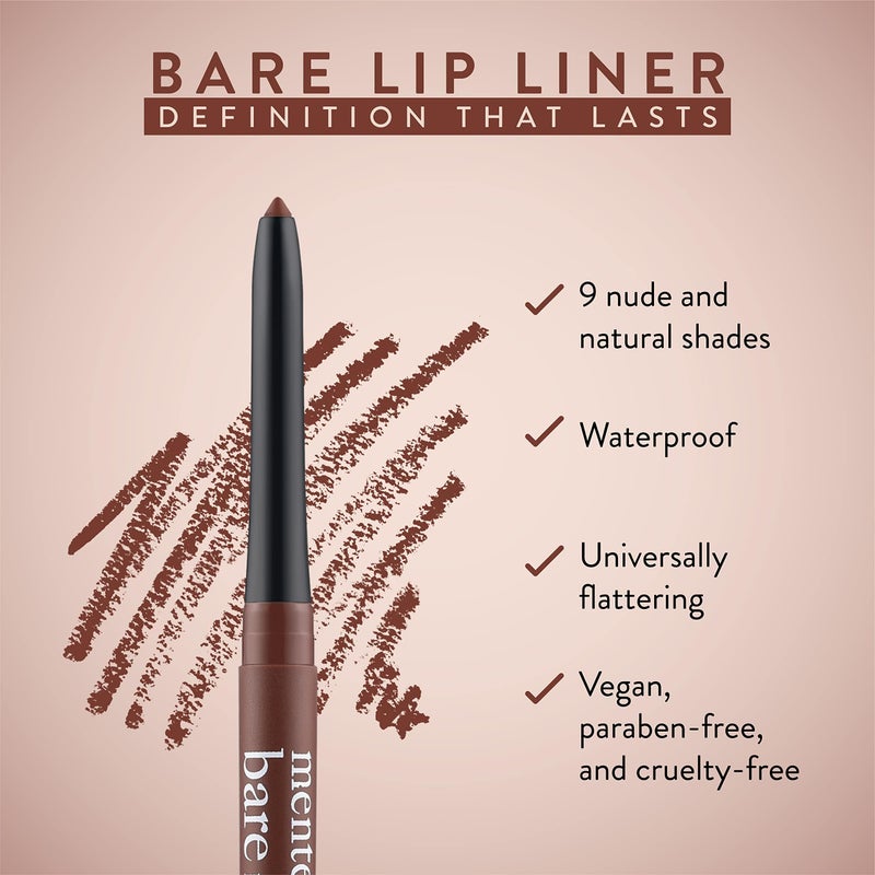 Mented Cosmetics Lip Liner for Women, Dark Brown Lipliner Lip Pencil, Waterproof Lipliner, Vegan + Cruelty Free Makeup, Bare - Image 2