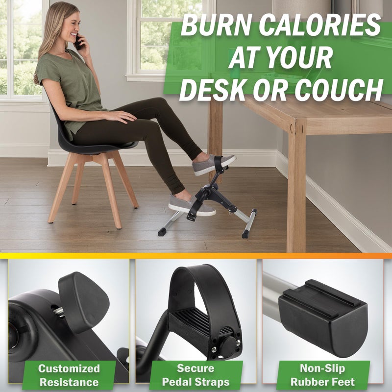 Wakeman Under Desk Bike Pedal Exerciser with Calorie Tracker and Adjustable Resistance - Mini Foldable Indoor Home Gym Exercise Equipment by Wakeman - Image 5