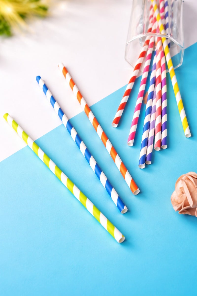 vsell24 100 Pieces Eco-Friendly Paper Straws – Biodegradable, Durable Drinking Straws for Parties, Events, Juice & Soft Drinks - Image 3