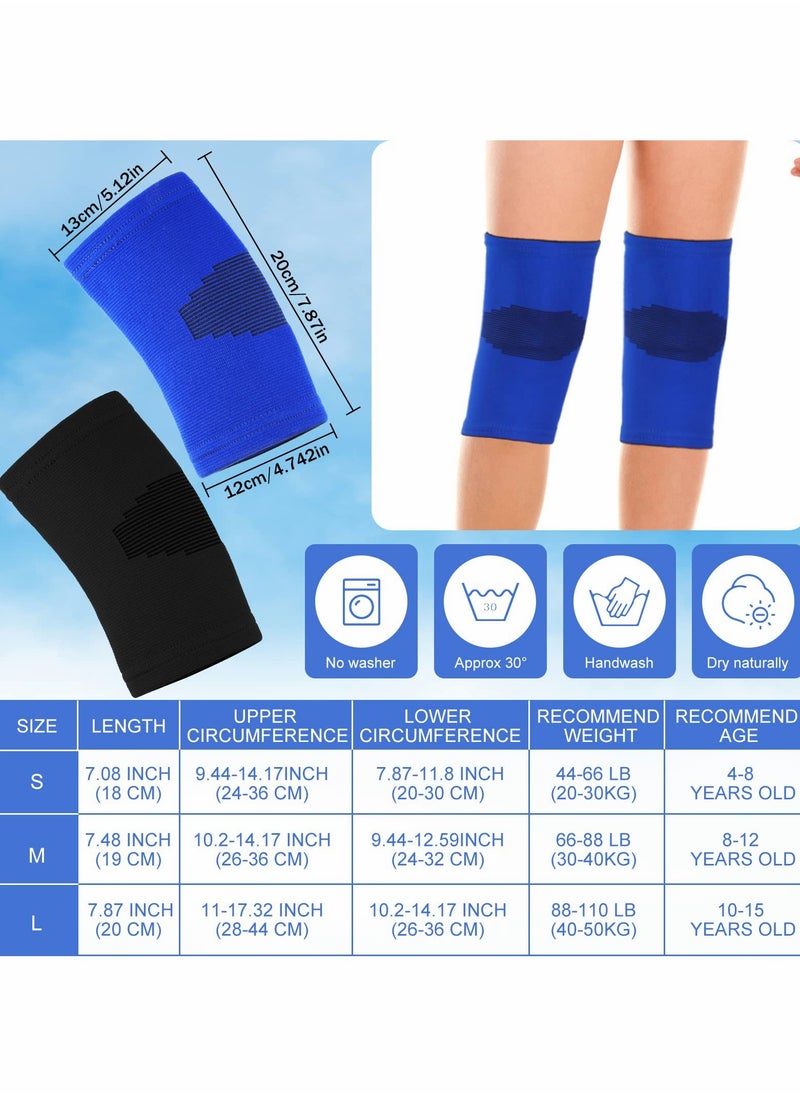 Generic - Kids Knee Compression Sleeves & Braces - 2 Pairs for Basketball & Sports - Blue & Black - Small Size Knee Support for Children - Image 1