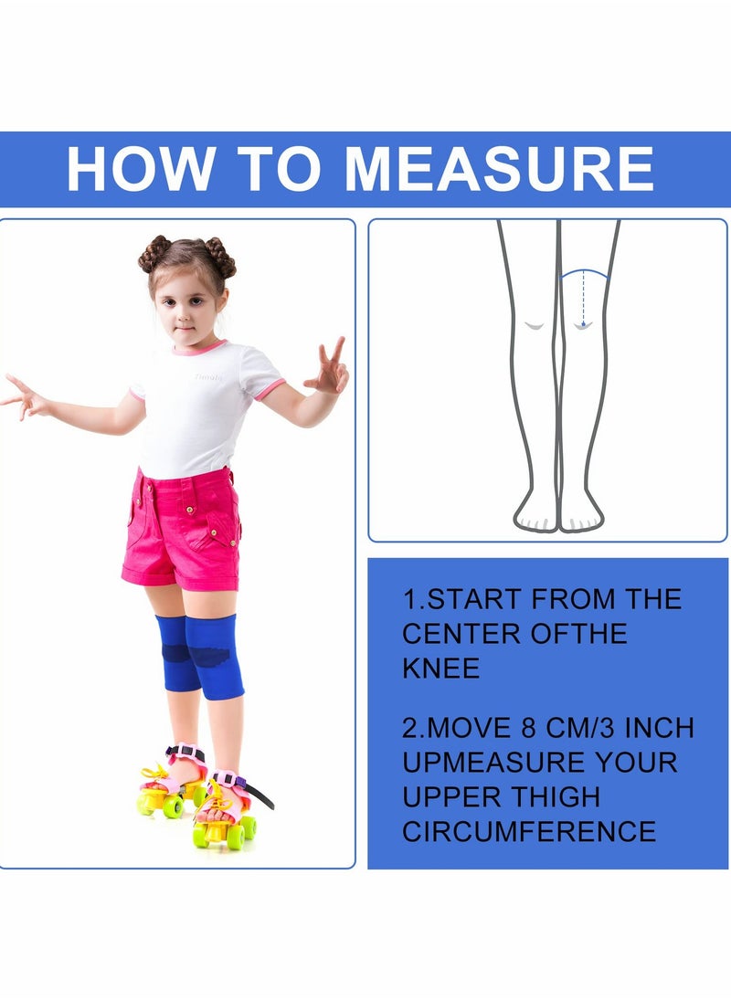 Generic - Kids Knee Compression Sleeves & Braces - 2 Pairs for Basketball & Sports - Blue & Black - Small Size Knee Support for Children - Image 1